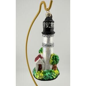 Christopher Radko "Christmas Lighthouse" Hand Blown Glass Ornament 6 Inches